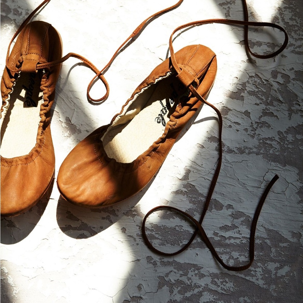 Free People Washed Leather Ballet Flats
